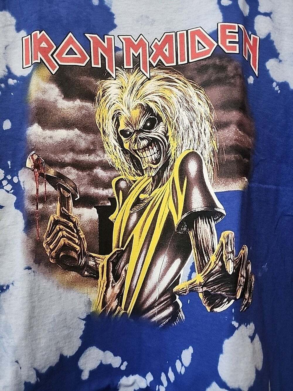 Iron Maiden Killers Album Artwork Shirt Large Blue Tie Dye New CR10 Concert Tour
